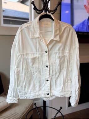 Stitch & Feather White Distressed Denim Jacket